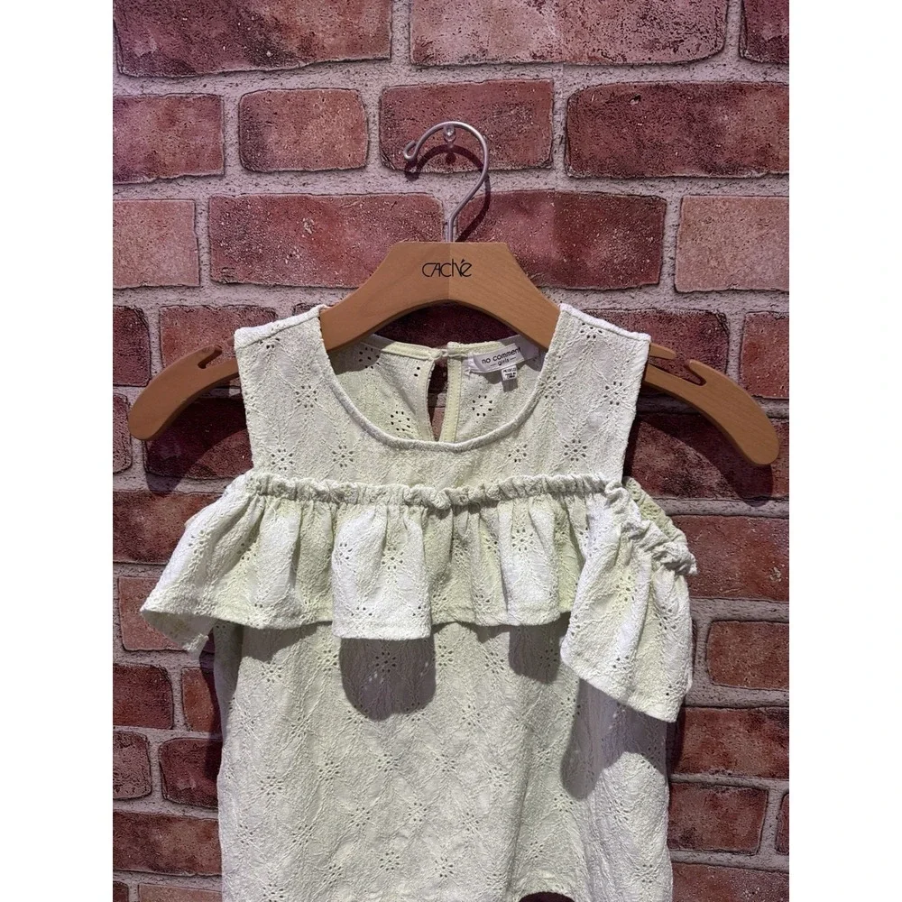 No Comment Top Girls Toddler M 10-12 Sleeveless Pastel Green Embroidery Ruffle‎